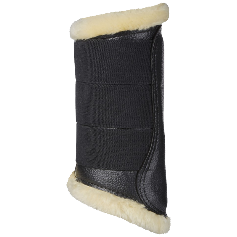 LeMieux Fleece Lined Brushing Boots - Black/Natural-2